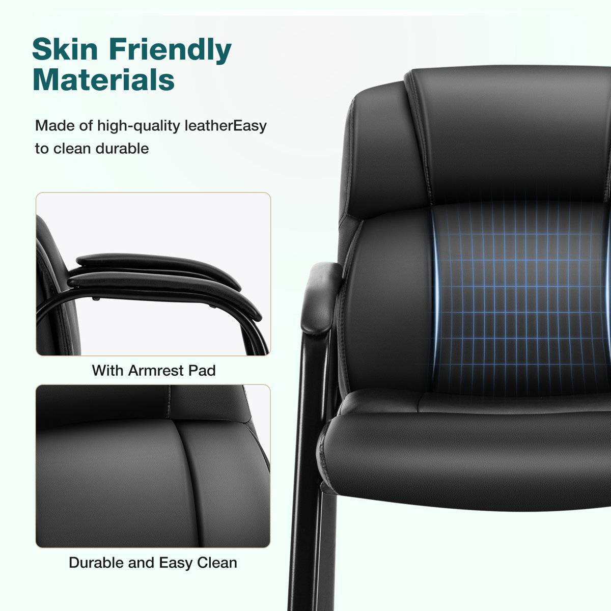 23.62" W Stackable Conference Waiting Room Reception Chair with Metal Frame (Set of 2)